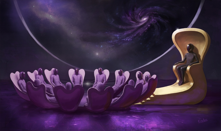 Spiritual beings seated in a circle